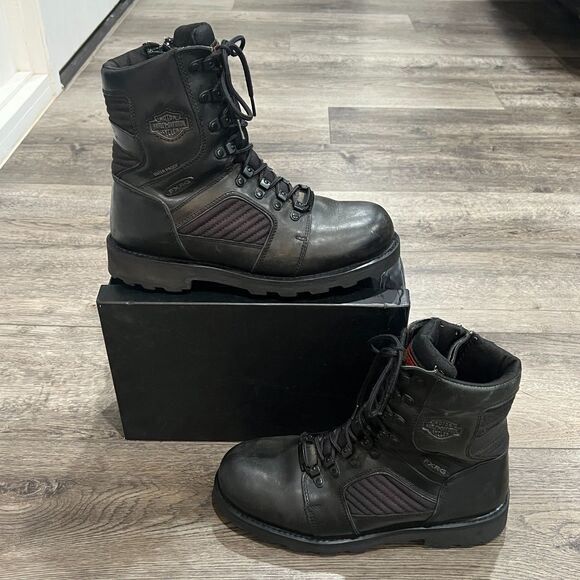 Harley Davidson Leather Waterproof Motorcycle Boots Black FXRG5 FXRG-5 Mens 11.5 - Picture 1 of 12